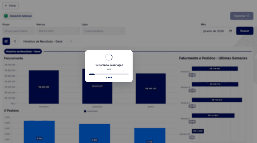 Relatórios ficam disponíveis online para salvar em PDF